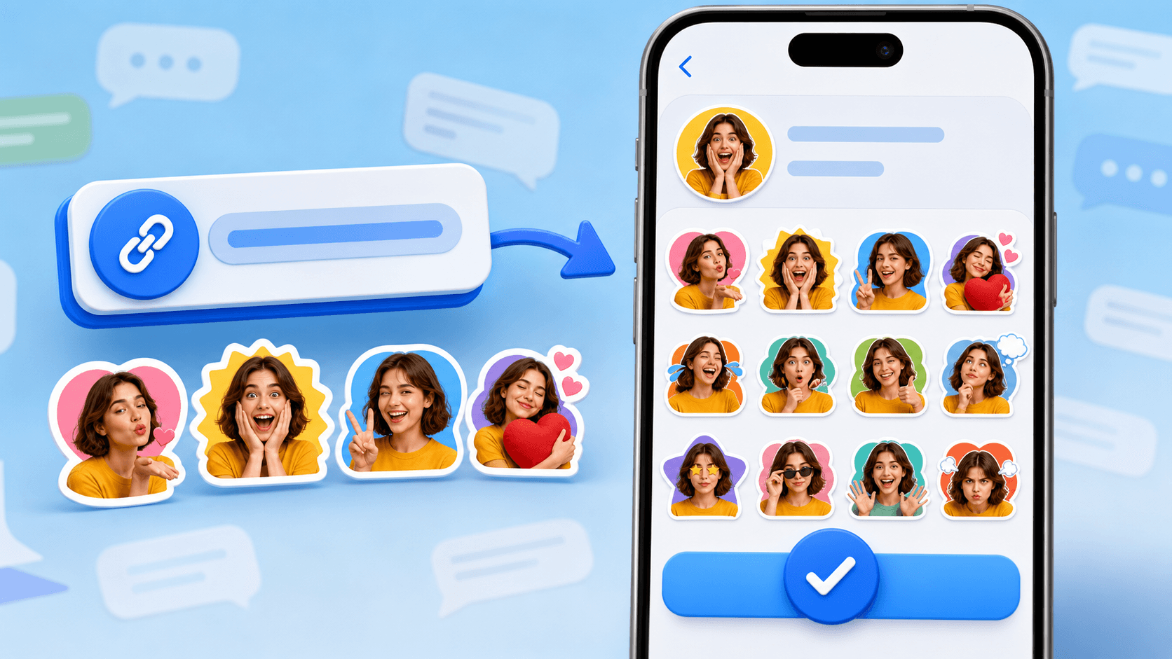 A Telegram-style sticker pack link being added to a user's sticker library
