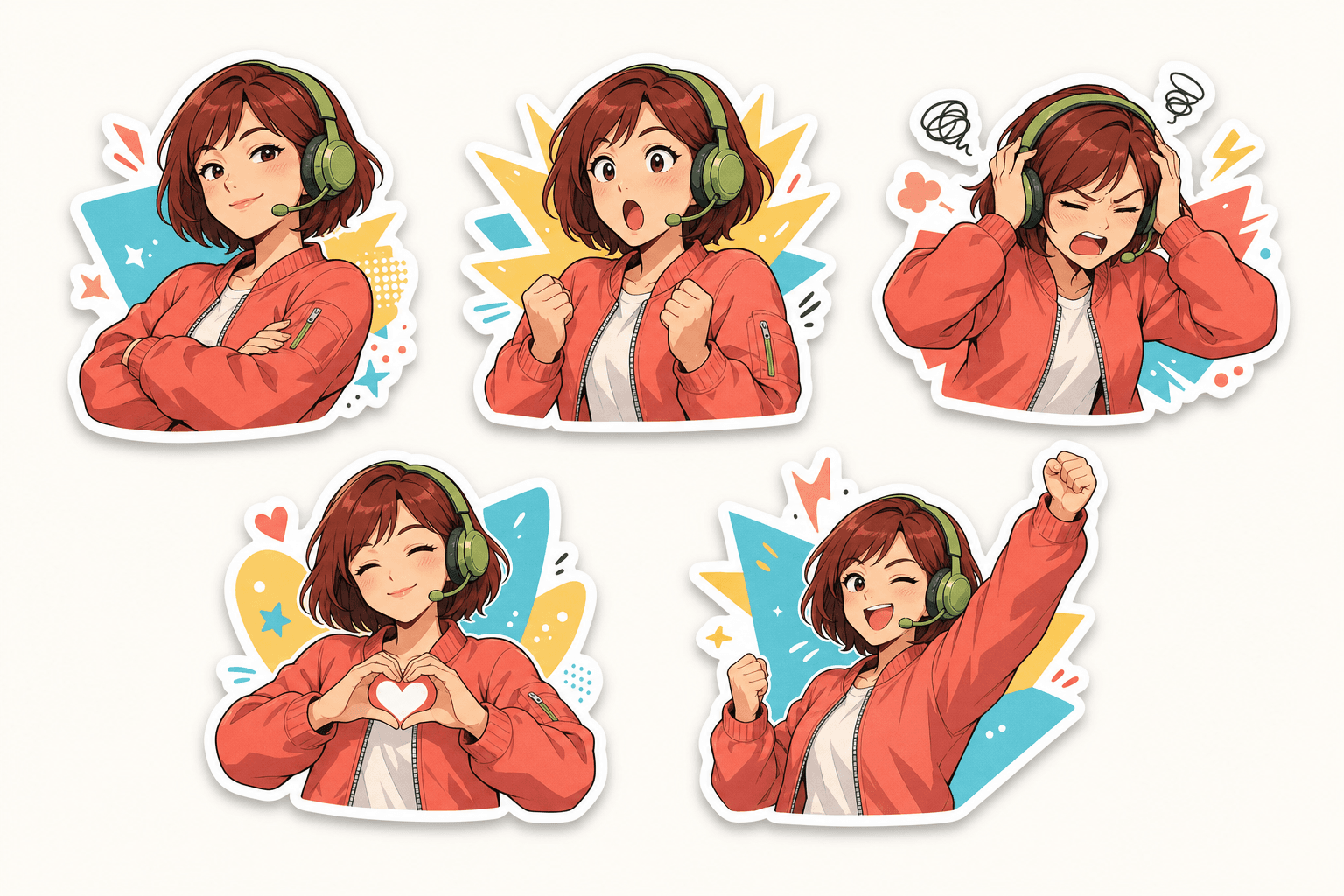 A creator character shown across a set of expressive personal stickers